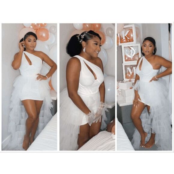 🤍 NEW Bridal Wedding Layered Tulle Mesh Petticoat Train Wrap Hi-Lo Open Skirt - Picture 9 of 16